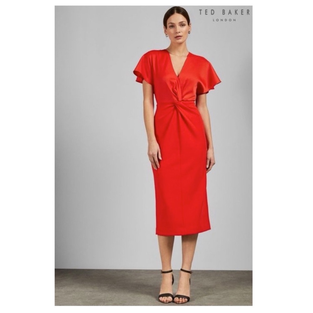 SOLD NWT Ted Baker Ellame Wrap Over Full Sleeve Body-con dress